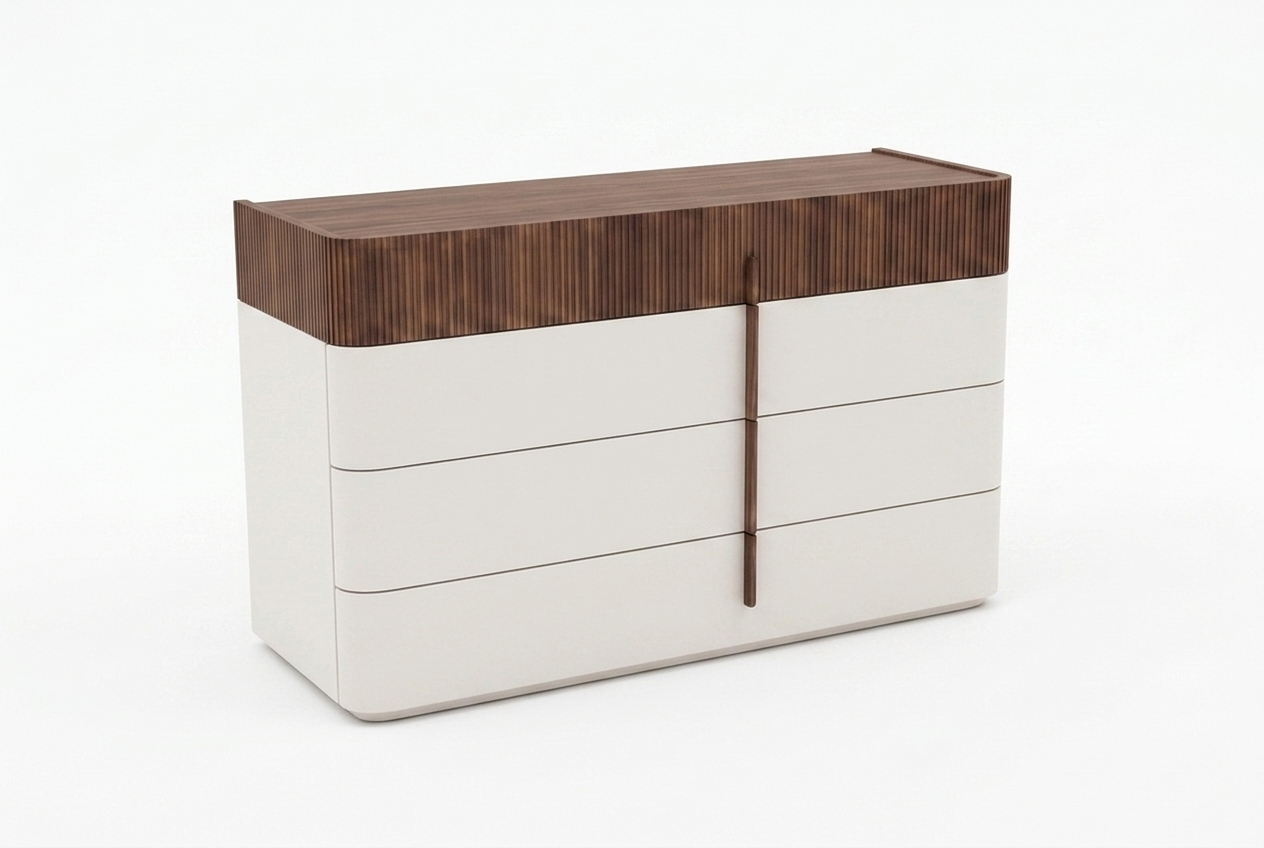 Комод ICON 130 см с 4 ящиками топ NOCE CANALETTO Fasolin