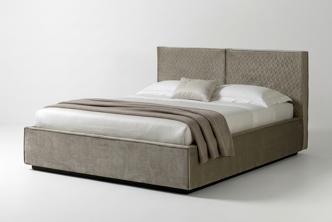 Кровать CUBO, ткань 801 + MIRAGLIO 824 COL. 130 (ПОД ЗАКАЗ) 