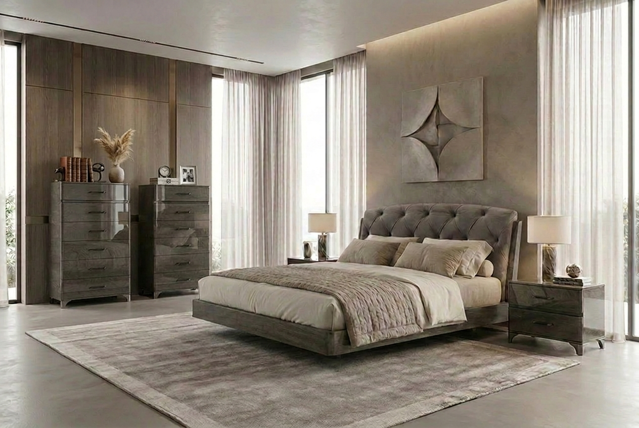 Кровать TIAR, изголовье ткань  ткань 205 FUMO, с подъемным механизмом LUNA Camelgroup