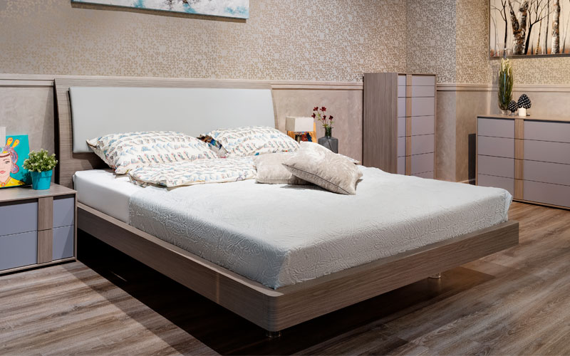 Кровать PARENTESI/TENDER 160*195, цвет Matwood Grey, экокожа Perla 10982 Santalucia Mobili